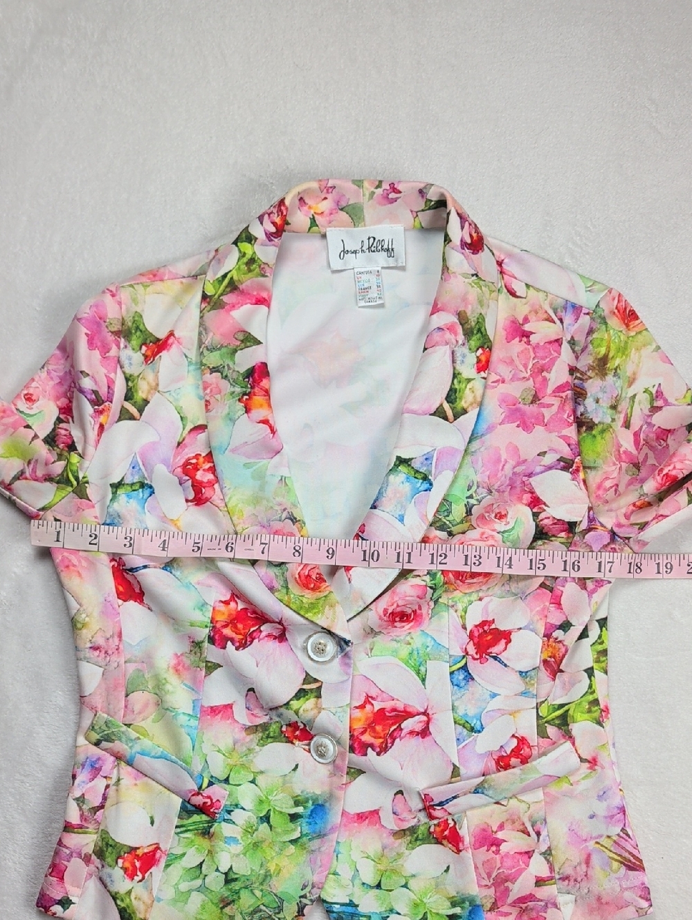 Joseph Ribkoff Floral Blazer 152645 Pastel 3/4 Sleeves Fitted Jacket Size 8 - Picture 4 of 13